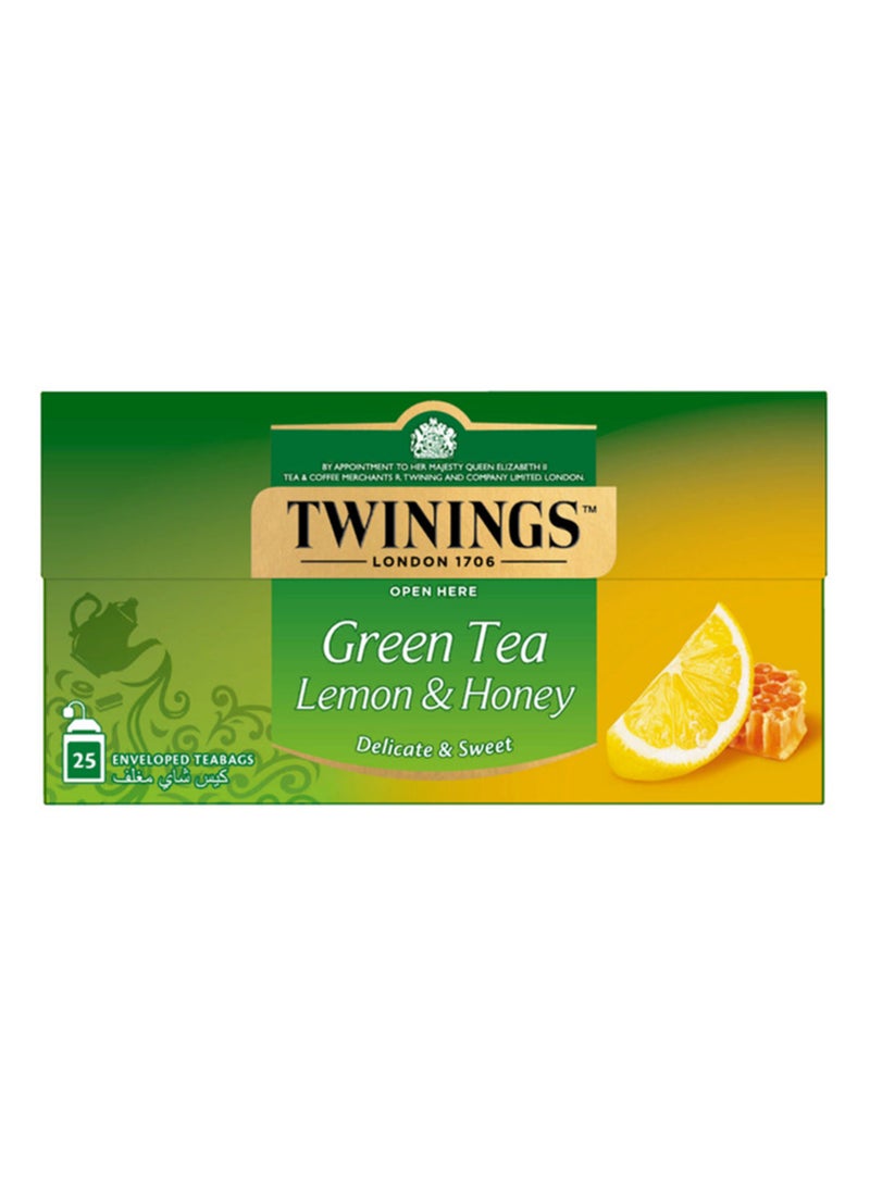 تويننجز علبة شاي أخضر بالليمون والعسل من 25 كيساً 40 جراماً 40جرام - Image 1