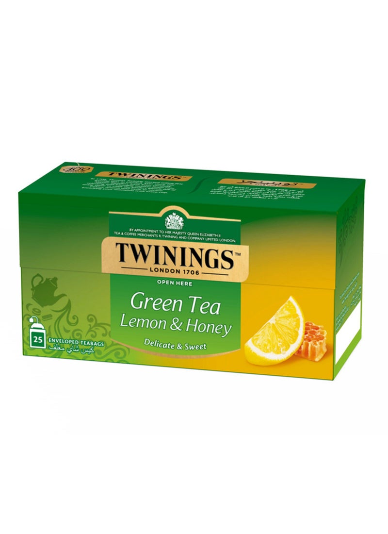 تويننجز علبة شاي أخضر بالليمون والعسل من 25 كيساً 40 جراماً 40جرام - Image 3