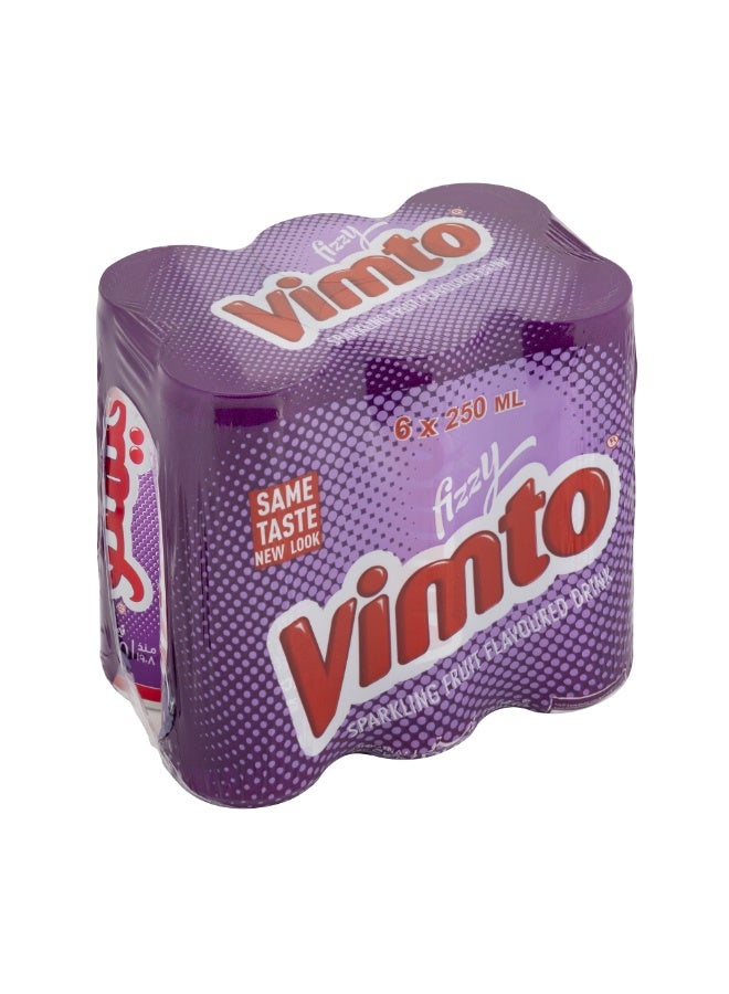 Vimto - Fruit Flavored Soft Drink, Can, 250ml x 6 - Image 1