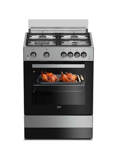 Beko 60x60cm Free Standing Gas Cooker, Full Safety, 4 High Efficiency Gas Burner(1 Wok), Cast Iron Pan Support, 64 liters Oven Capacity, Removable Door Glass for Cleaning FSGT 61121 DXL Black/White  - Image 1