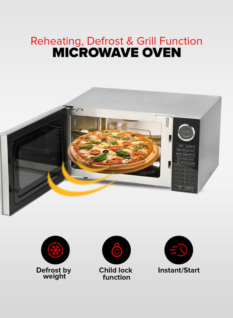 GEEPAS - Digital Convection Microwave Oven with Reheating Defrost and Grill Function 270mm Turntable Glass Including Child Lock LED Display and Timer 25 L 1400 W GMO2706CB Black - Image 1