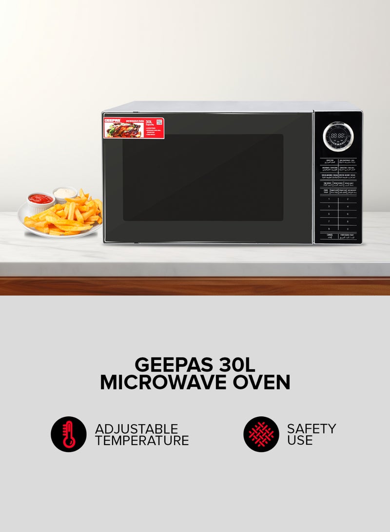 GEEPAS - Digital Convection Microwave Oven with Reheating Defrost and Grill Function 270mm Turntable Glass Including Child Lock LED Display and Timer 25 L 1400 W GMO2706CB Black - Image 1