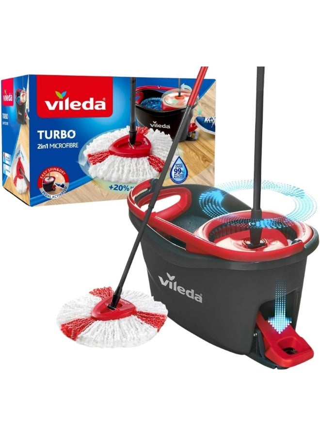 Vileda Turbo 2in1 spin mop system Black/White/Red 29.6 x 48.6 x 29.3cm - Image 1