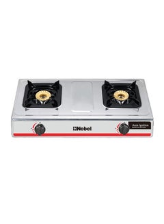 Nobel Gas Stove with Dual Gas Burner/2 Brass Burners and Stainless Steel Brass & Auto Ignition Energy Saving - 710 x 410 x 140 (W x D x H) mm NGT2004 Stainless Steel  - Image 4