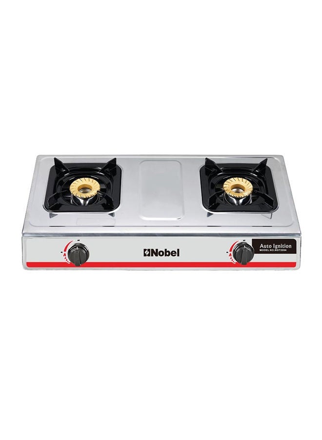Nobel Gas Stove with Dual Gas Burner/2 Brass Burners and Stainless Steel Brass & Auto Ignition Energy Saving - 710 x 410 x 140 (W x D x H) mm NGT2004 Stainless Steel  - Image 4