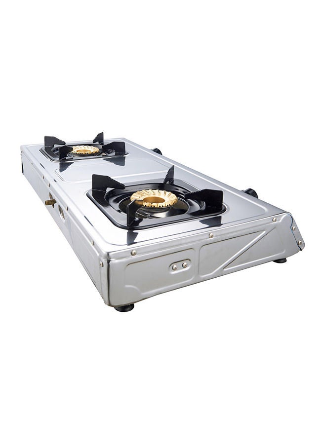 Nobel Gas Stove with Dual Gas Burner/2 Brass Burners and Stainless Steel Brass & Auto Ignition Energy Saving - 710 x 410 x 140 (W x D x H) mm NGT2004 Stainless Steel  - Image 3