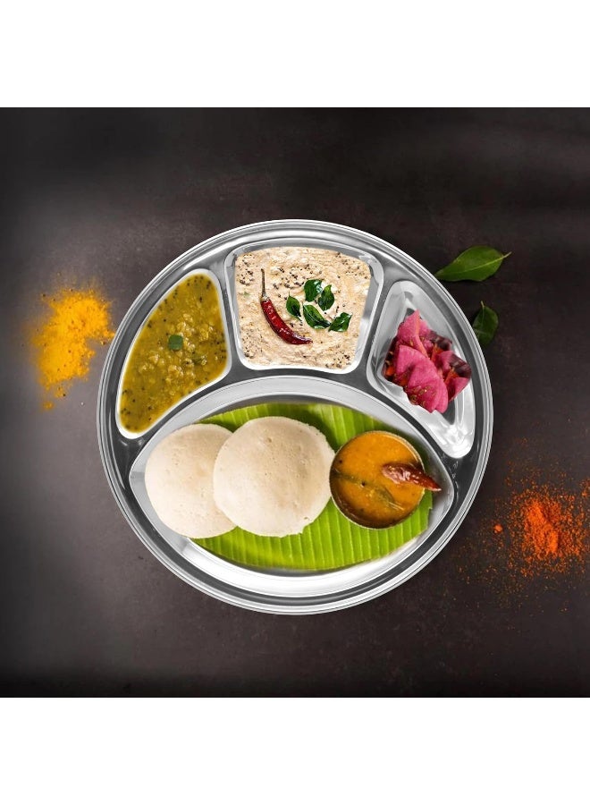 Raj Steel Plate with 4 compartments Silver 32.5cm - Image 5