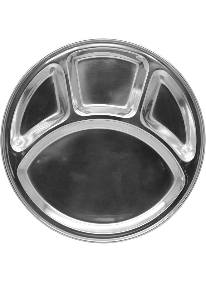 Raj Steel Plate with 4 compartments Silver 32.5cm - Image 2