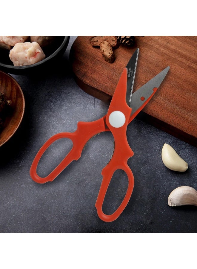 راج مقص مطبخ من الستانلس ستيل أحمر/فضي - Image 4