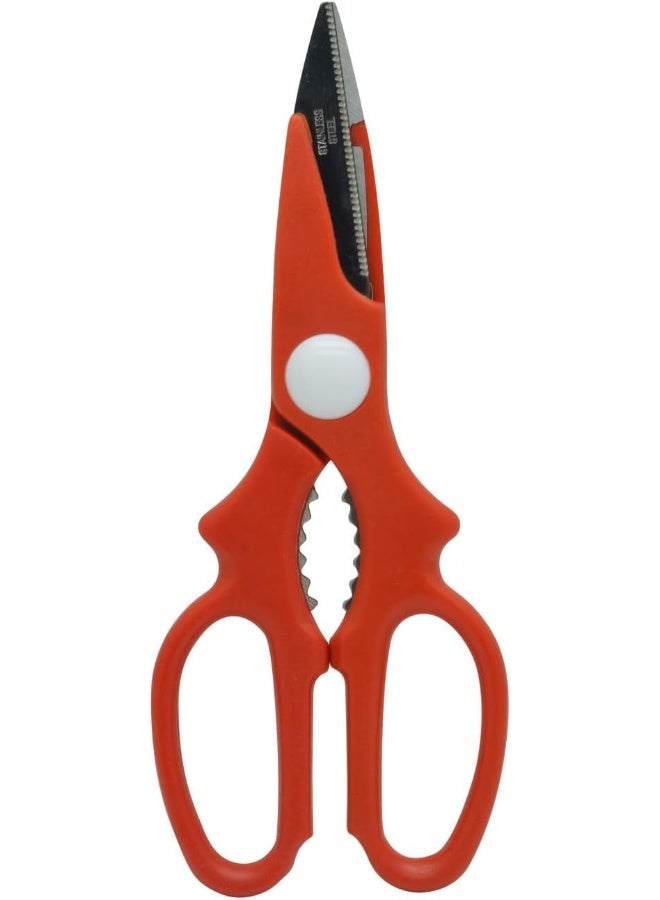 راج مقص مطبخ من الستانلس ستيل أحمر/فضي - Image 1