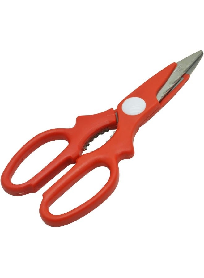 راج مقص مطبخ من الستانلس ستيل أحمر/فضي - Image 2