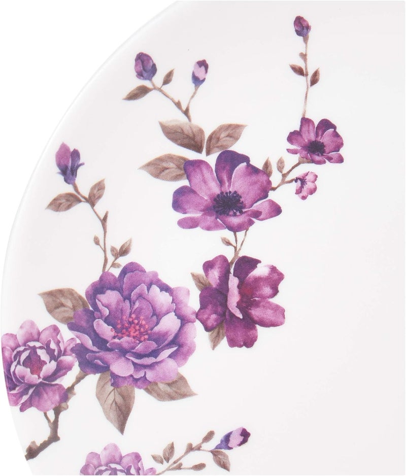 دينويل طبق مستدير من الميلامين بتصميم زهور أبيض/أرجواني/أخضر 7.5بوصة - Image 4