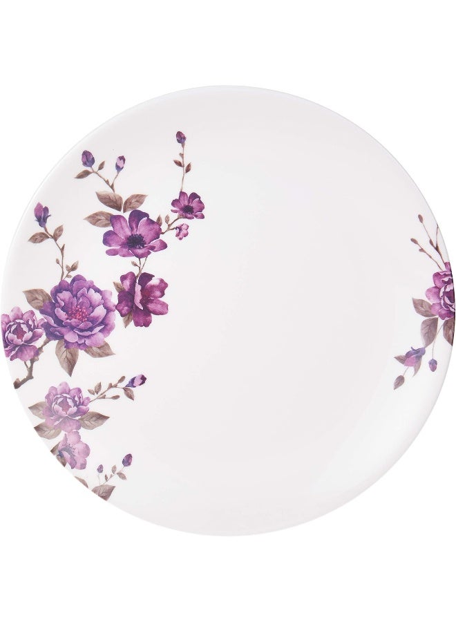 دينويل طبق مستدير من الميلامين بتصميم زهور أبيض/أرجواني/أخضر 7.5بوصة - Image 1