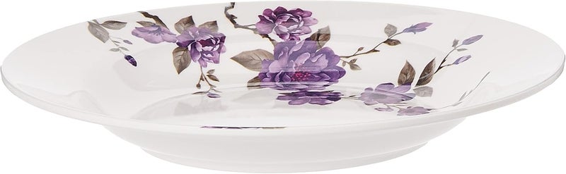 دينويل صحن حساء بشكل زهور أبيض/أرجواني/أخضر 9بوصة - Image 2