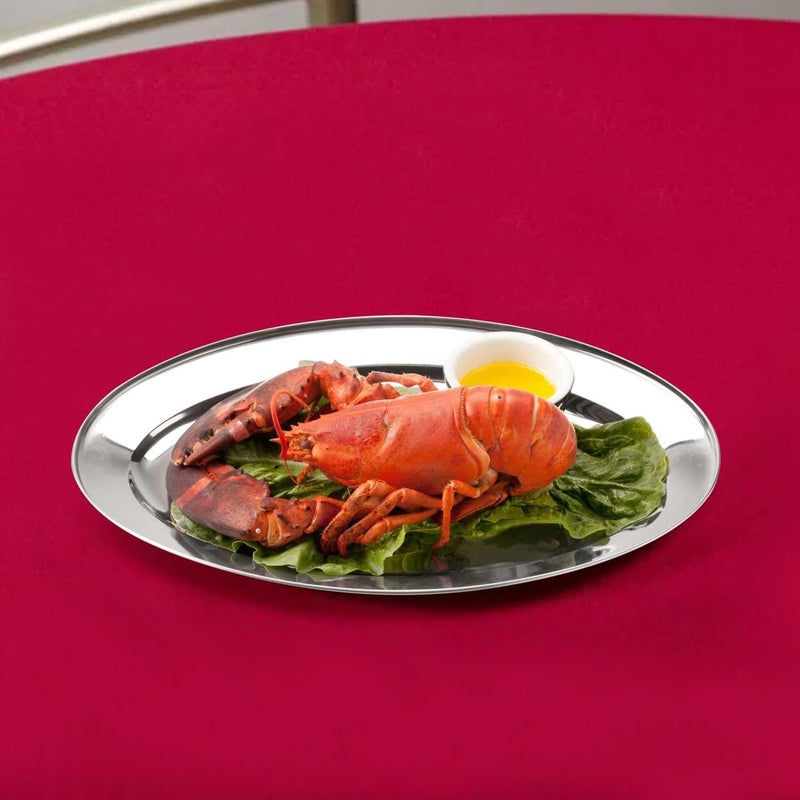 راج صينية بيضاوية ستانلس ستيل فضي 14.5x20سم - Image 4