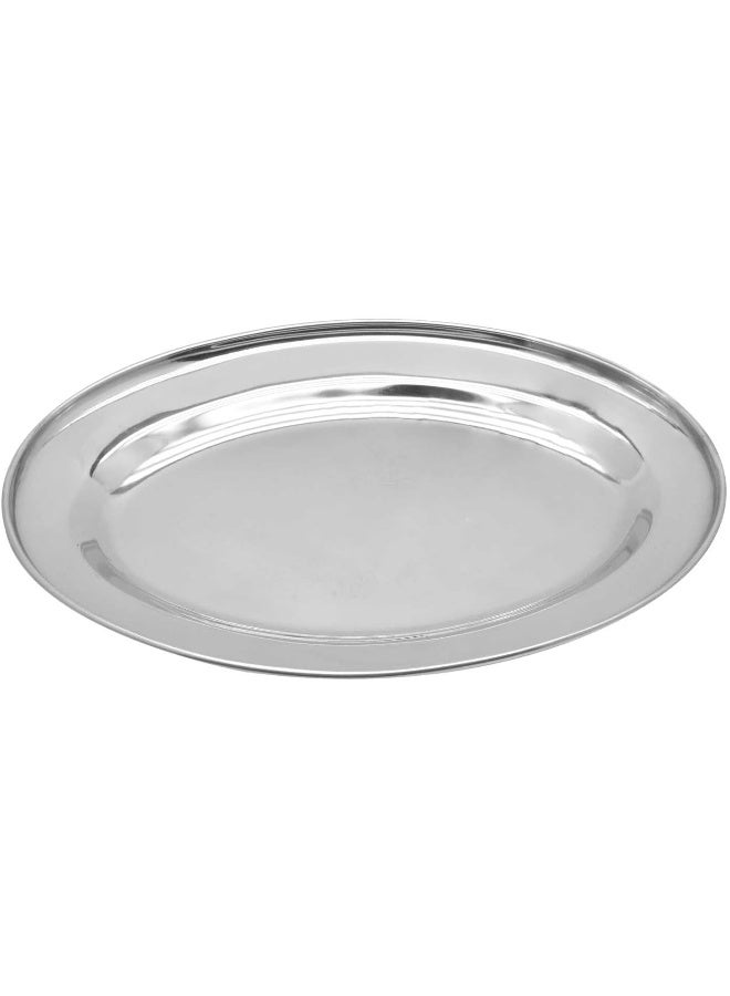 راج صينية بيضاوية ستانلس ستيل فضي 14.5x20سم - Image 1