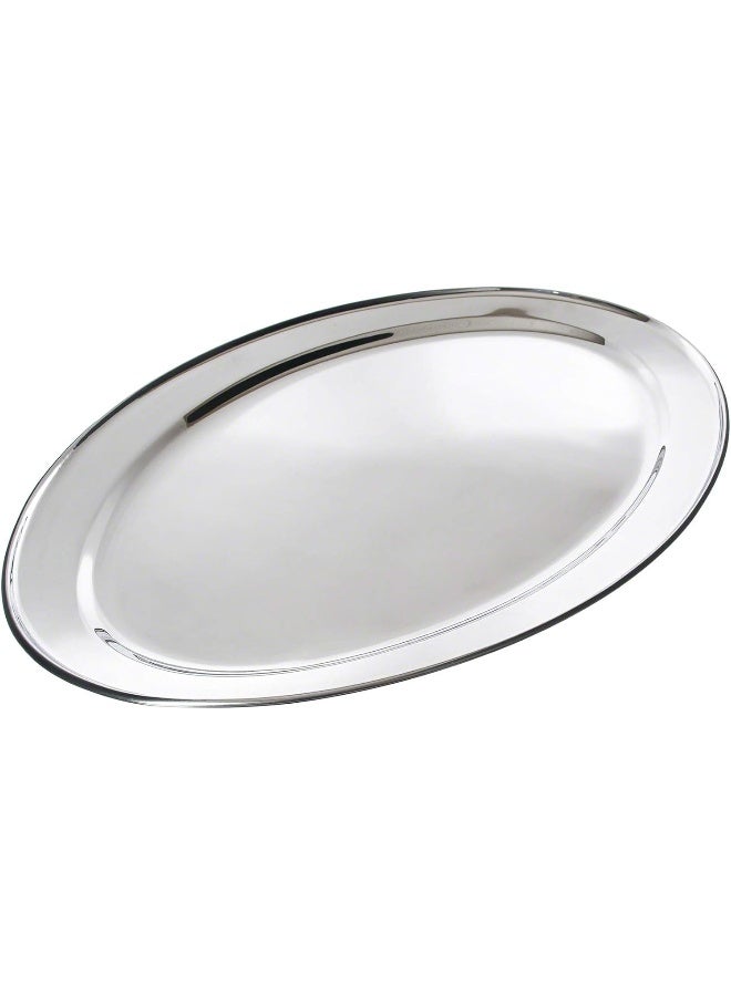 Raj Stainless Steel Oval Serving Tray, 30cm, OT0030, Rice Plate, Salad Plate, Side Plate, Platter, Serving Plate Silver