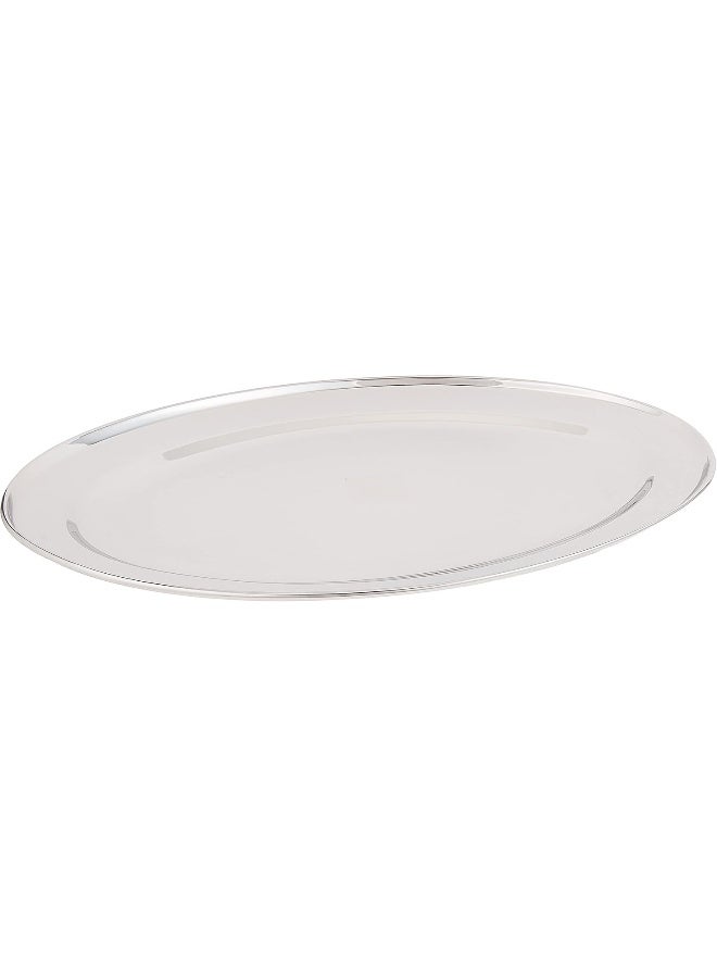 Raj Stainless Steel Oval Serving Tray, 40cm Silver 40cm - Image 1