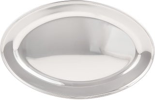 Raj Stainless Steel Oval Serving Tray, 40cm Silver 40cm - view 2