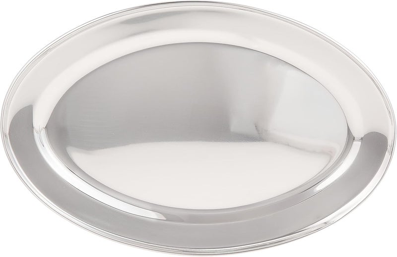Raj Stainless Steel Oval Serving Tray, 40cm Silver 40cm - Image 2