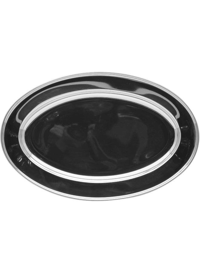 Raj Stainless Steel Oval Serving Tray, 50cm Silver 50cm - Image 3