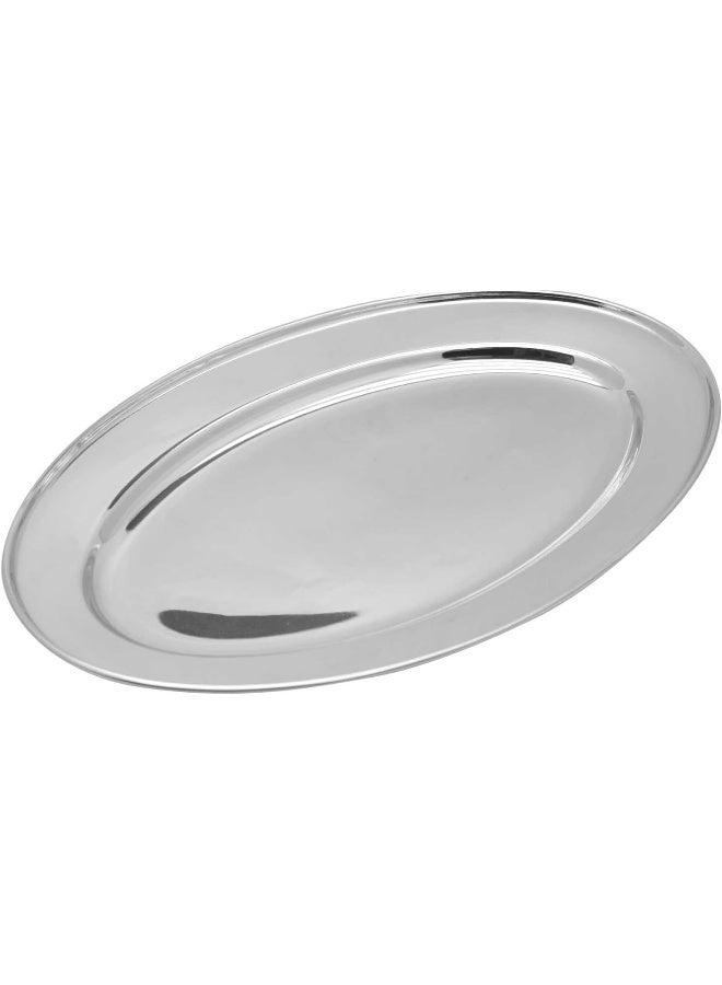 Raj Stainless Steel Oval Serving Tray, 50cm Silver 50cm - Image 2
