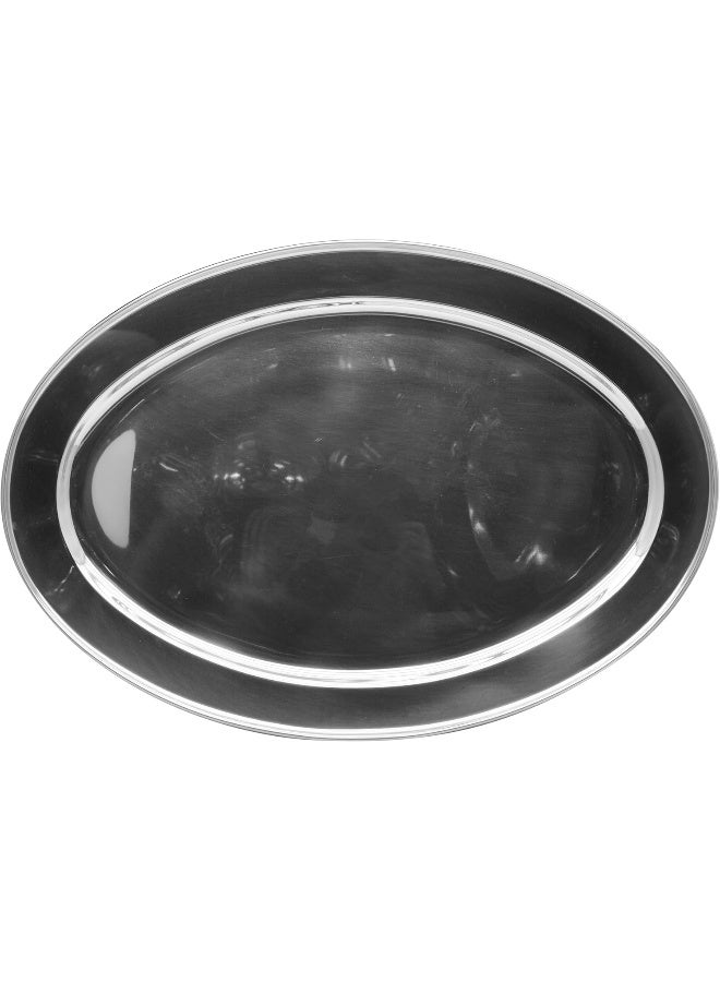 Raj Stainless Steel Oval Serving Tray, 55cm Silver 55cm - Image 3