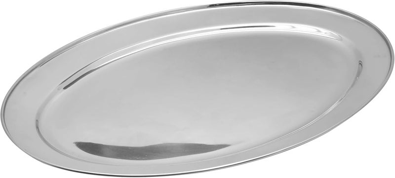 Raj Stainless Steel Oval Serving Tray, 55cm Silver 55cm - Image 2