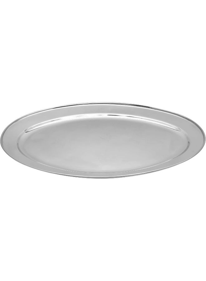 Raj Stainless Steel Oval Serving Tray, 60cm, OT0060, Rice Plate, Salad Plate, Side Plate, Platter, Serving Plate Silver 60cm - Image 1