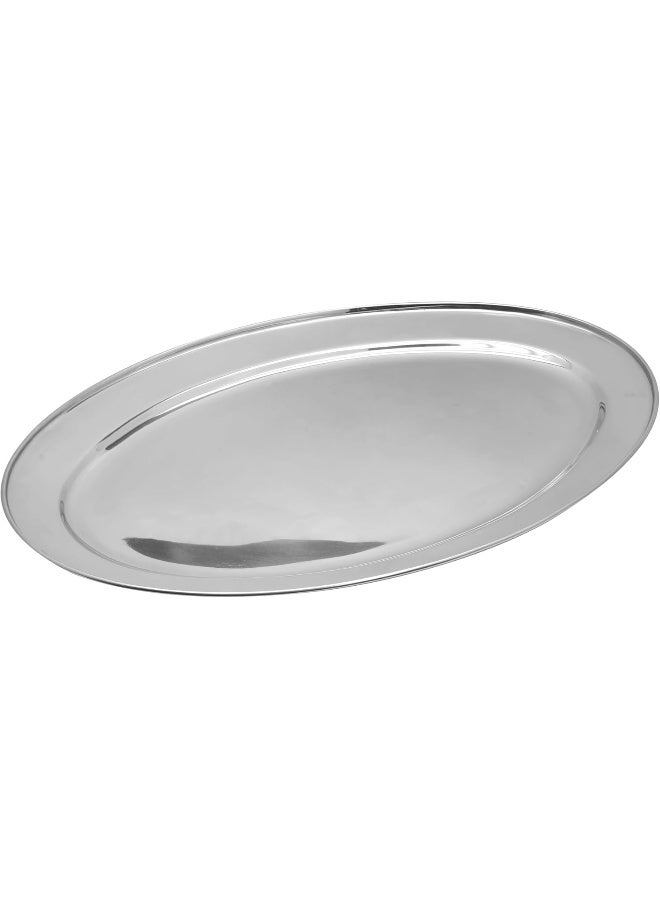 Raj Stainless Steel Oval Serving Tray, 60cm, OT0060, Rice Plate, Salad Plate, Side Plate, Platter, Serving Plate Silver 60cm - Image 2