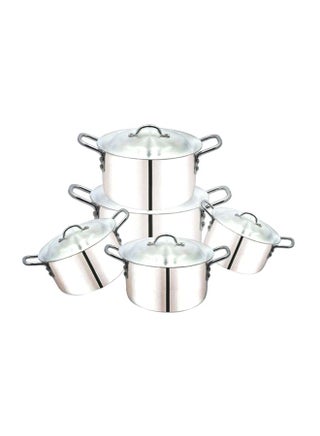 10-Piece Aluminium Cooking Pot Set Silver 18, 20, 23, 26, 28cm - pnsku/N12368281A/45/_/1739789126/21b05fc7-74a5-48db-b5db-bfc4f6d95f2d