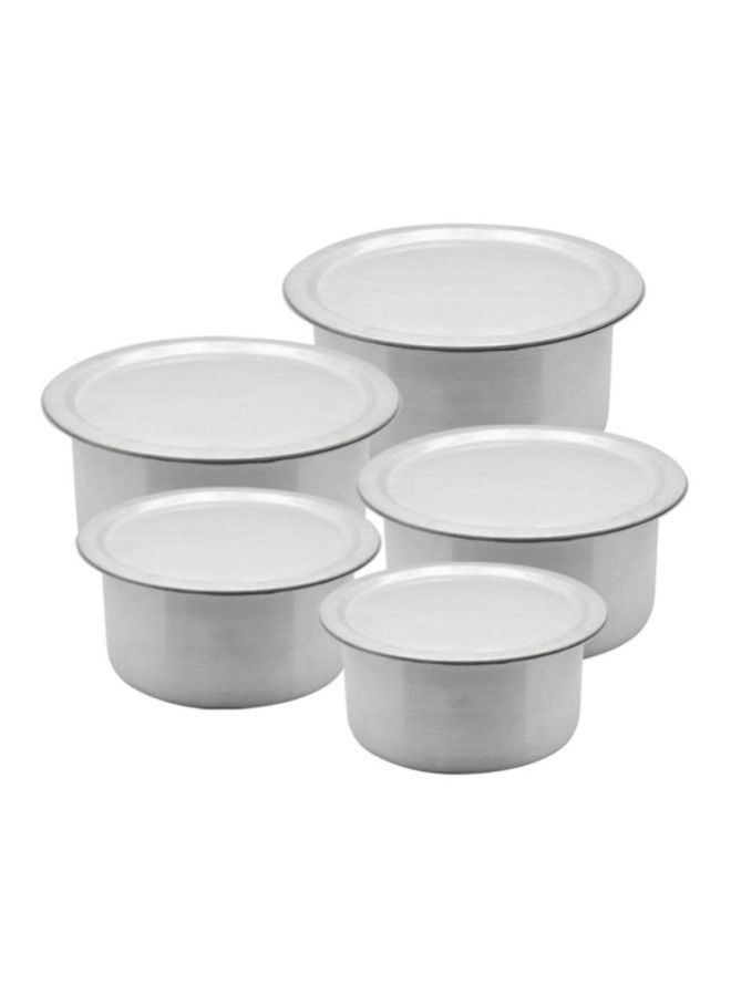 RAJ - 5-Piece Troupe Set Silver Cooking Pot (19x9.5, 20x10, 21x11, 22x12, 24x12.5)cm - Image 1