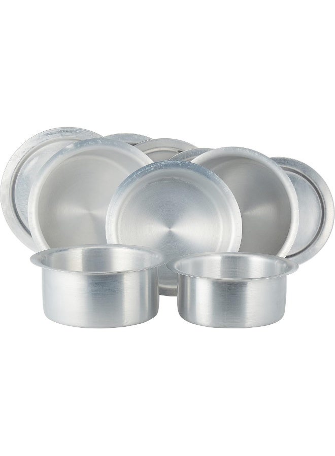 راج طقم قدور مكون من 5 قطع فضي Cooking Pot (19x9.5, 20x10, 21x11, 22x12, 24x12.5)سم - Image 1