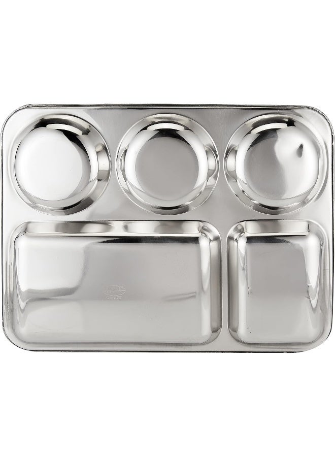 Raj Stainless Steel Divided Dinner Plate in Rectangular Section Food Tray Silver 33.5cm - Image 3