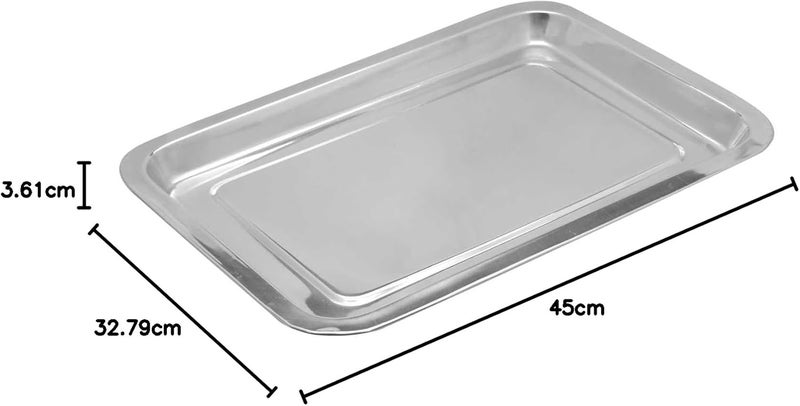 راج صينية من الستانلس ستيل لتقديم وجبات الطعام فضي 45x32x3.2سم - Image 5