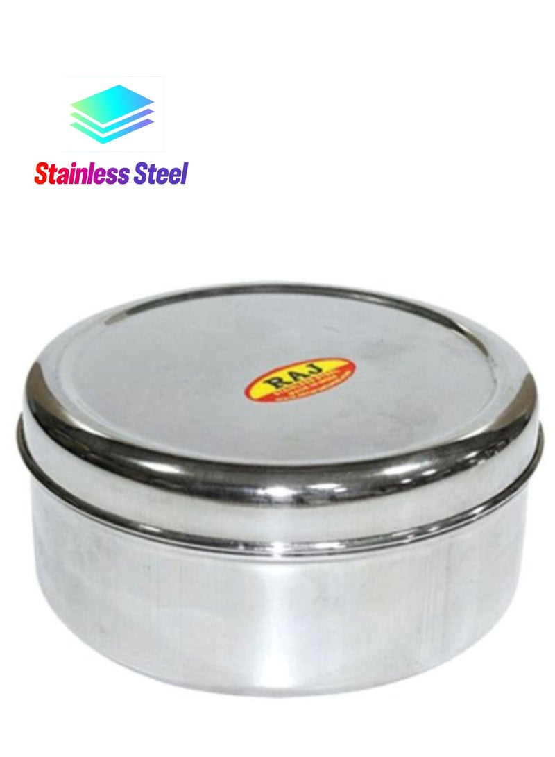 RAJ Puri Dabba Food Container Silver 9x4.5cm  - Image 1