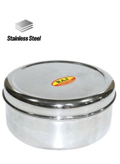 RAJ Steel Puri Dabba Food Container with Lid No.7 Silver 11x5cm 