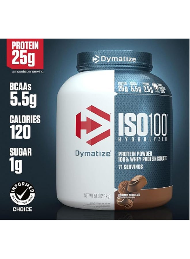 Dymatize - ISO 100 Hydrolyzed Protein Powder, Gourmet Chocolate - 5lbs (71 Servings) - Image 1