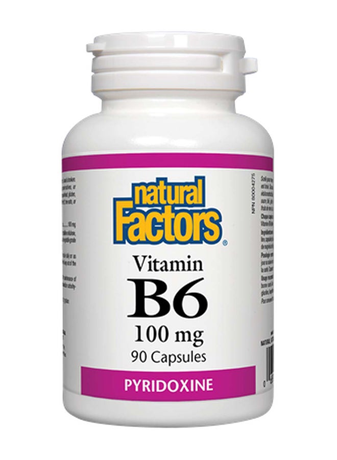 natural Factors B6 Pyridoxine HCl 90 Capsules 100 mg - Image 1