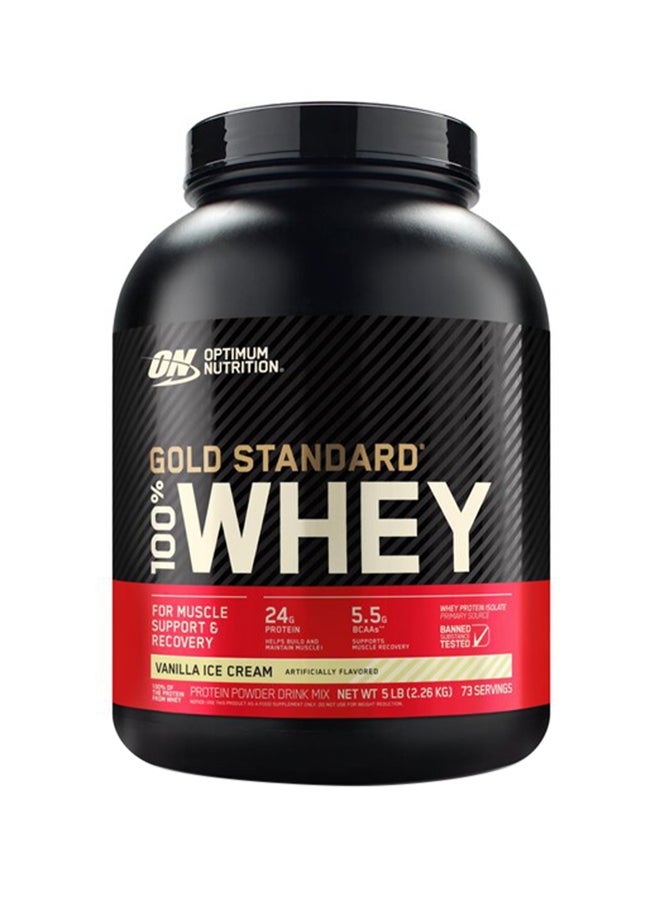 Gold Standard 100% Whey Protein Powder Primary Source Isolate Vanilla Ice Cream 5 Lbs 73 Servings 2.26 Kg 