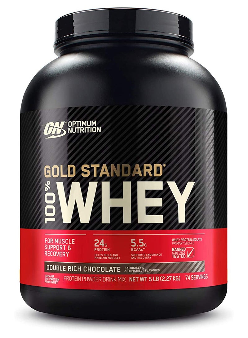 Optimum Nutrition - Gold Standard 100% Whey Protein Powder 5 Lbs Double Rich Chocolate - Image 1