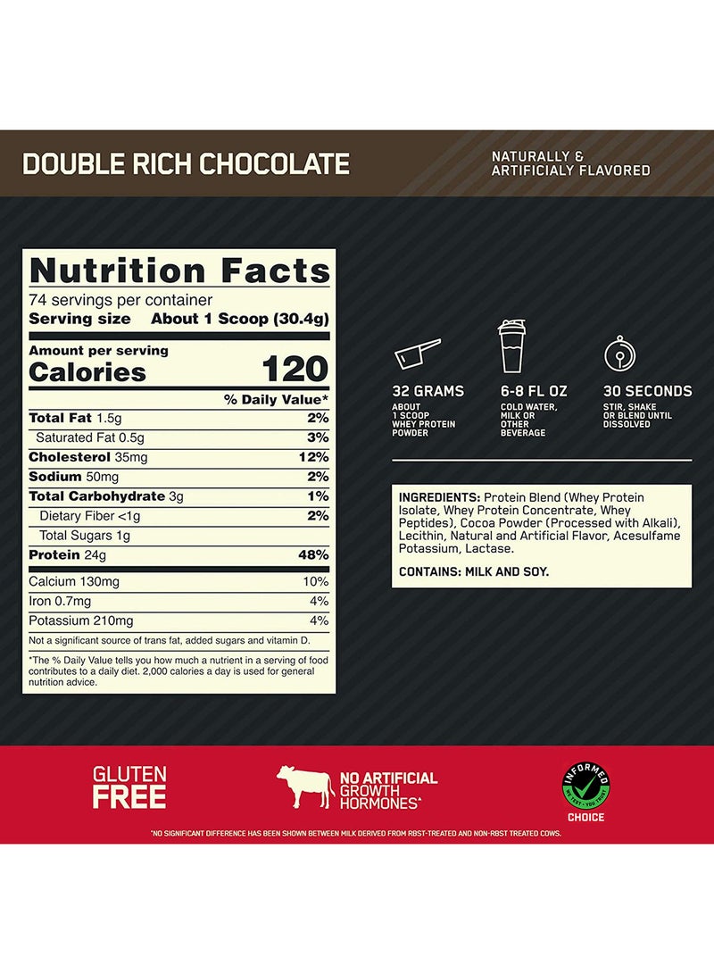 Optimum Nutrition - Gold Standard 100% Whey Protein Powder 5 Lbs Double Rich Chocolate - Image 1