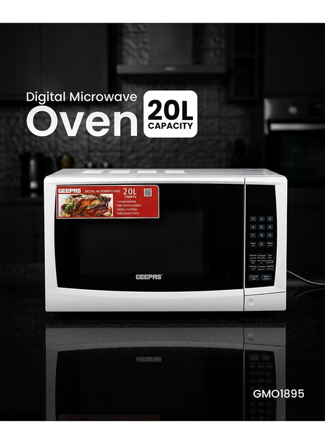 جيباس فرن ميكروويف رقمي مع درجة حرارة قابلة للتعديل ووظيفة مؤقت وظيفة إعادة التسخين وإزالة الجليد قفل للأطفال عناصر تحكم رقمية 20.0 لتر 1200.0 واط GMO1895-20LD أبيض 20 L 1200 W GMO1895-20LD أبيض - Image 2