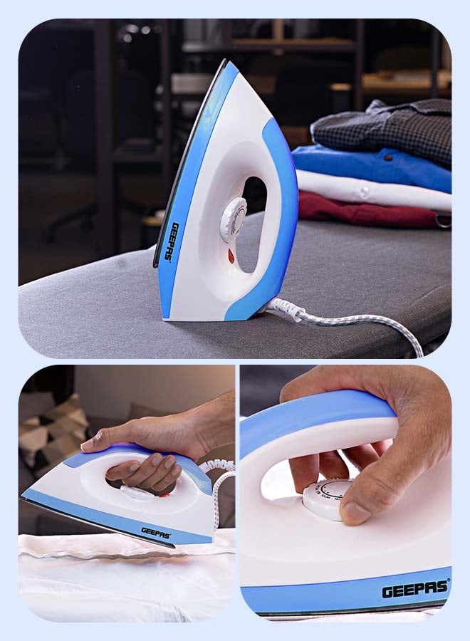 Dry Iron - Non-Stick Coating Plate & Adjustable Thermostat Control/Indicator Light with ABS Material/Slim Tip & Light Weight/Ergonomic Handle, Easy Storage 1200 W GDI7782 Blue/White - pnsku/N12423454A/45/_/1727288168/6cedfbd9-63f9-4bc9-9564-b4b0abeb60e8