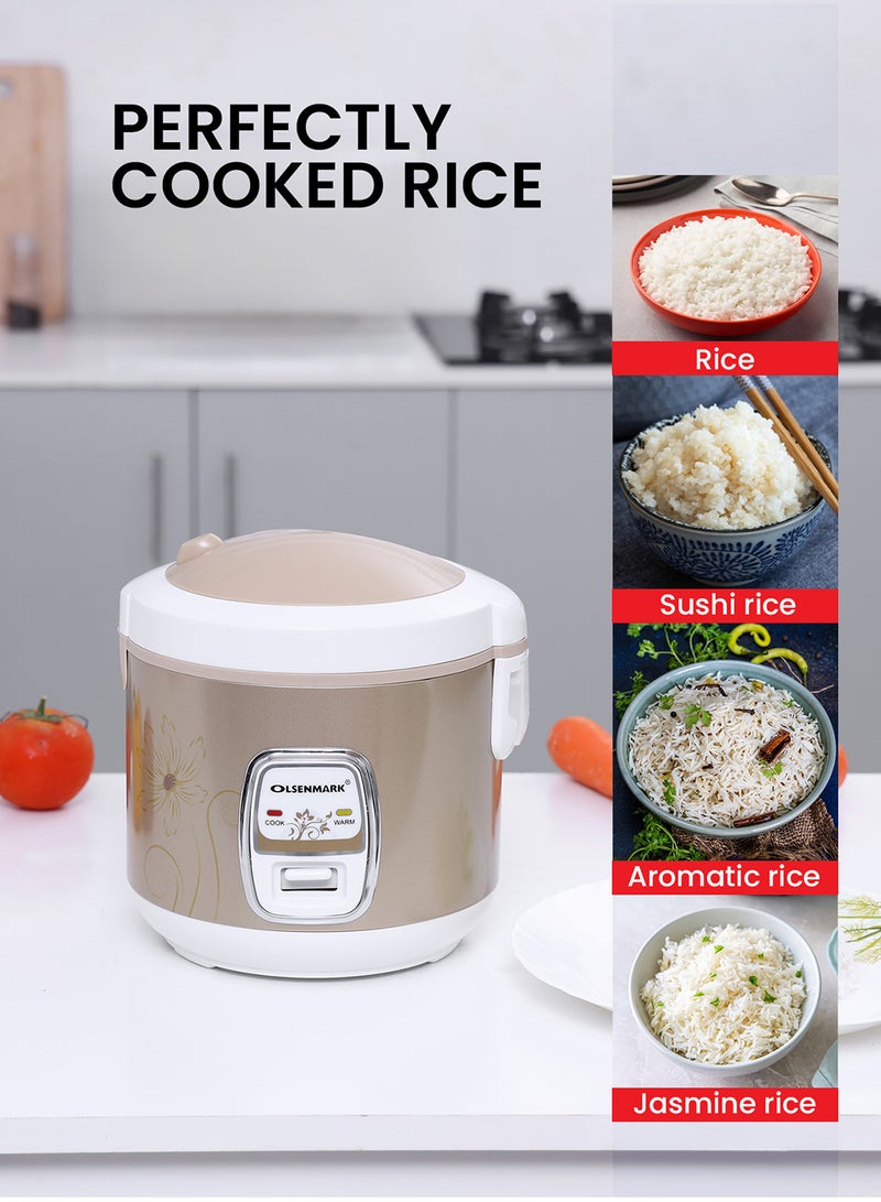 Olsenmark 3-in-1 Rice Cooker | Cook, Steam & Keep Warm Functions | Non-Stick Inner Pot | Durable & Easy to Clean 1.5 L 500 W OMRC2121H Brown - Image 4