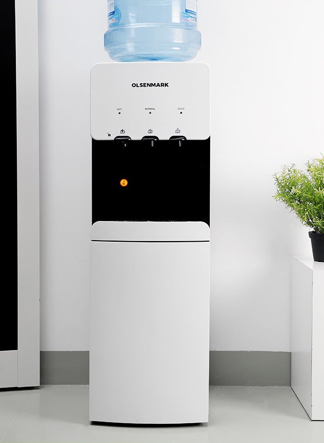 Olsenmark - Water Dispenser with Refrigerator, Hot- Cold- Warm Function, OMWD1629 , Cold Temperature: 6-10C - Hot Temperature: <95C - ABS + Iron Side Panel - Heating Power 500W OMWD1629 White - Image 1