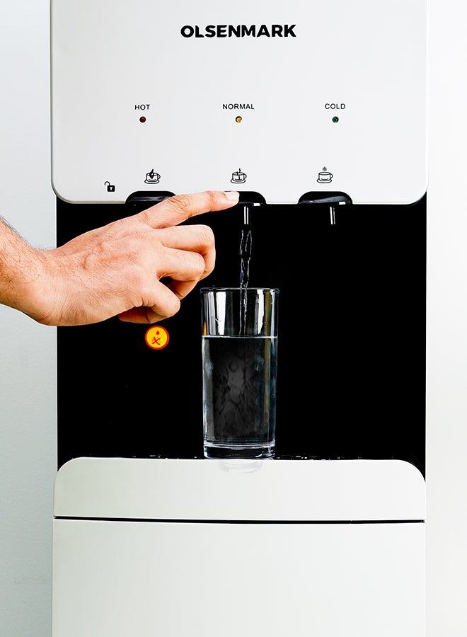 Olsenmark - Water Dispenser with Refrigerator, Hot- Cold- Warm Function, OMWD1629 , Cold Temperature: 6-10C - Hot Temperature: <95C - ABS + Iron Side Panel - Heating Power 500W OMWD1629 White - Image 1
