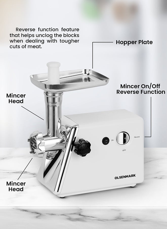 أولسنمارك مفرمة لحم محمولة 800 W OMMG2110 أبيض/فضي - Image 4