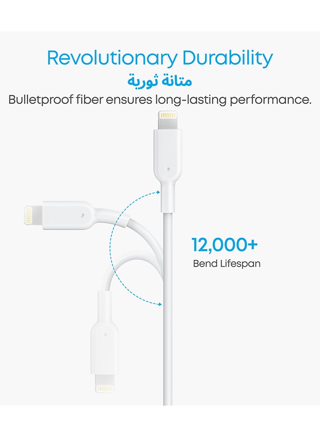 Anker Powerline Ii LightningCable (3Ft), Probably The World'S Most Durable Cable, Mfi Certified For iPhone 14/14 Plus/14 Pro/14 Pro Max/13/12/11/X Series White  - Image 3