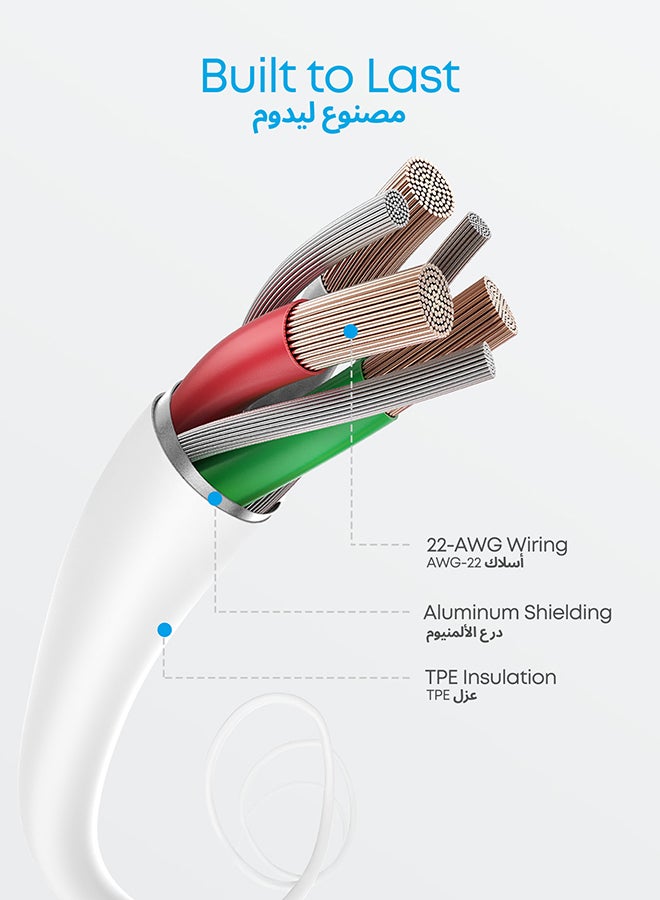 Powerline Ii LightningCable (3Ft), Probably The World'S Most Durable Cable, Mfi Certified For iPhone 14/14 Plus/14 Pro/14 Pro Max/13/12/11/X Series White